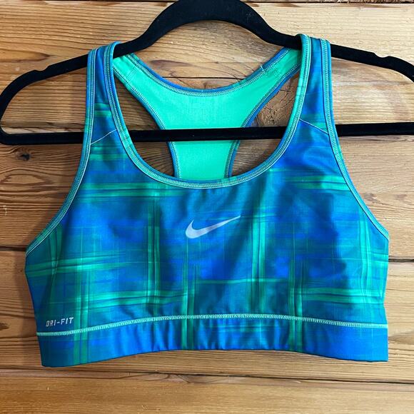 Nike Blue Green Dri-FIT Women's Sports Bra - Picture 1 of 4